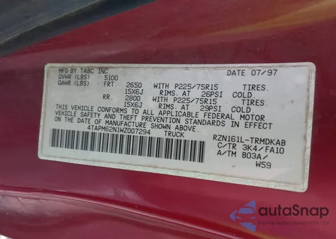 1998 Toyota Tacoma from USA, damaged, VIN 4TAPM62N1WZ007294